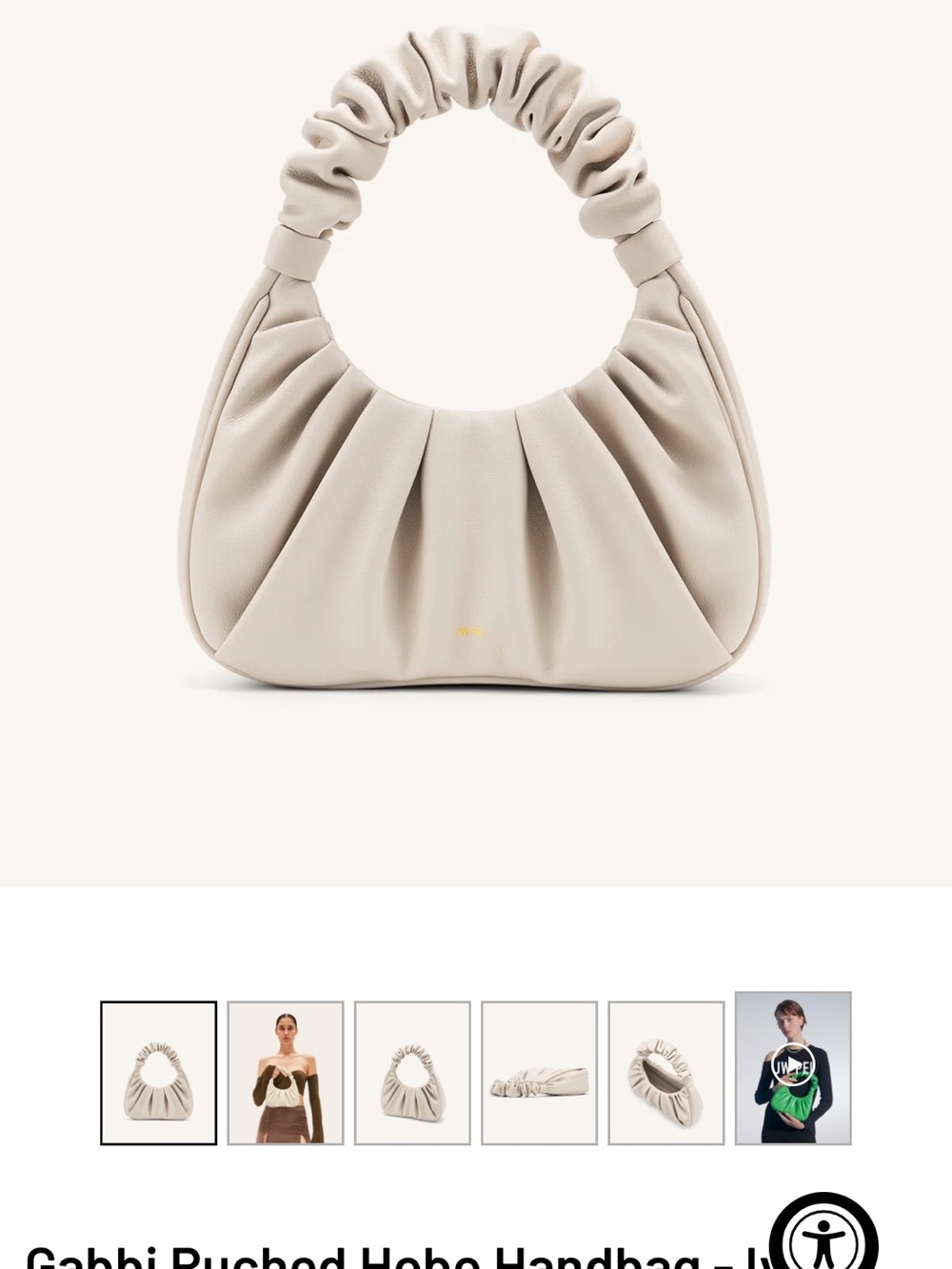JW PEI Gabbi Ruched Hobo Handbag in Cream